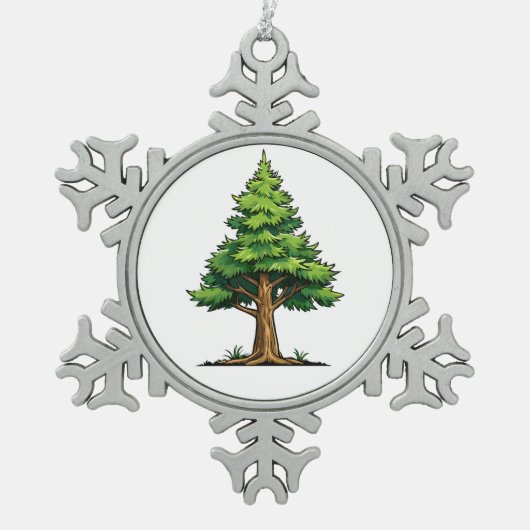 Groenblijvend bos tin sneeuwvlok ornament (Voorkant)
