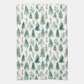 Groenblijvend bos watercolor keukendoek theedoek (Verticaal)