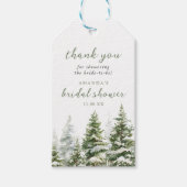 Groenblijvend bos winter dennenboom Dank je Cadeaulabel (Voorkant)