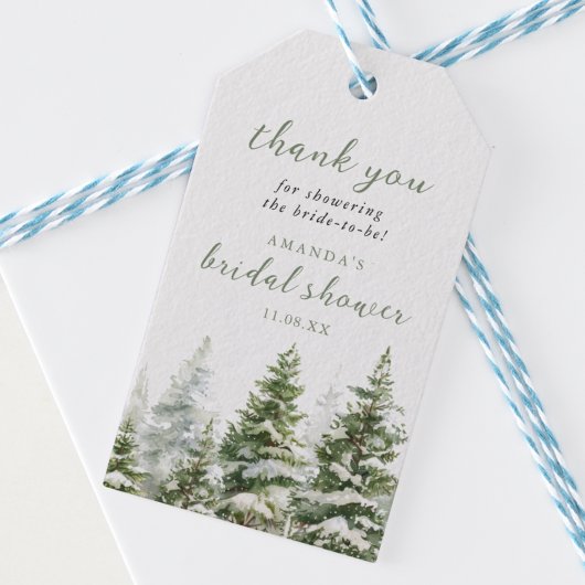Groenblijvend bos winter dennenboom Dank je Cadeaulabel