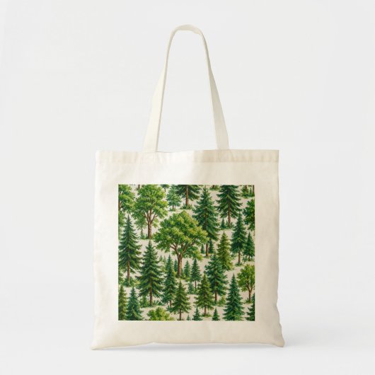 Groenblijvend bosboompatroon tote bag (Voorkant)