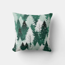Groenblijvende Bomen Winter Woud Sneeuw Elegante D Kussen