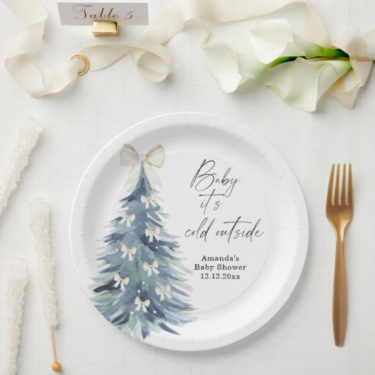 Groenblijvende boom met bogen Baby shower Papieren Bordje (Huwelijk)