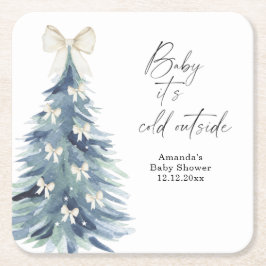 Groenblijvende boom met strikken Baby shower Kartonnen Onderzetters