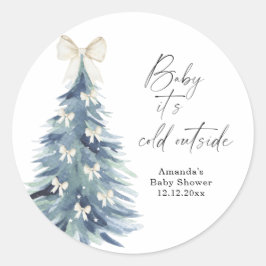 Groenblijvende boom met strikken Baby shower Ronde Sticker