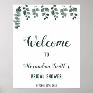 Groenblijvende Eucalyptus Welkom Bruidsdouche Bord Poster