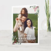 Groenblijvende Hulstbessen 2 Foto Prettig Kerstfee Feestdagen Kaart (Voorkant)