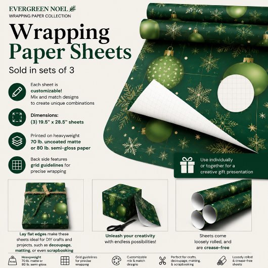 Groenblijvende Noel Inpakpapier Vel