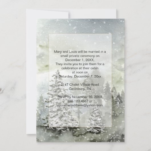 Groenblijvende Sneeuw Bergen Ontvangst Alleen Trou Kaart (Voorkant)