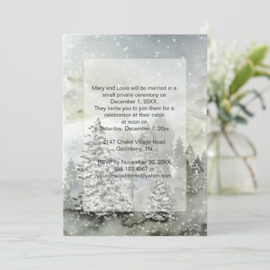 Groenblijvende Sneeuw Bergen Ontvangst Alleen Trou Kaart (Staand voorkant)