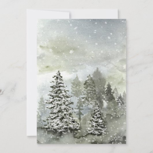 Groenblijvende Sneeuw Bergen Ontvangst Alleen Trou Kaart (Achterkant)