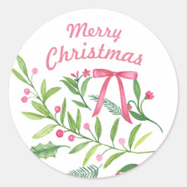 groenblijvende swag | vrolijk kerstfeest ronde sticker