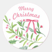 groenblijvende swag | vrolijk kerstfeest ronde sticker (Voorkant)
