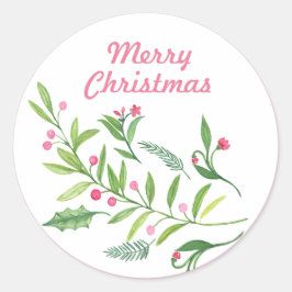 groenblijvende swag | vrolijk kerstfeest ronde sticker