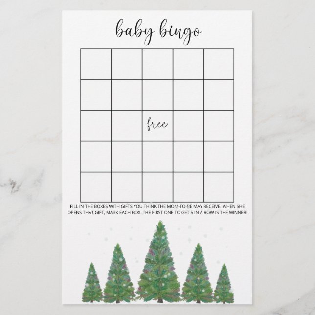 Groenblijvende winter baby bingo spel (Voorkant)