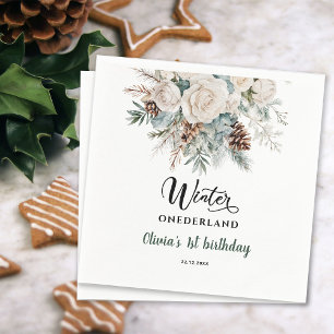 Groenblijvende Winter Onederland Eerste Verjaardag Servet