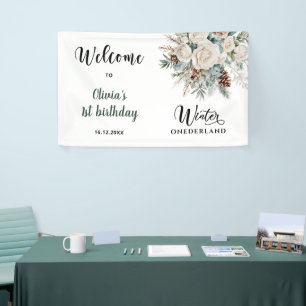 Groenblijvende Winter Onederland Eerste Verjaardag Spandoek