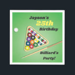 Groenboek en zwarte billiardpapier — Napkin Servet<br><div class="desc">Deze geweldige feestservetten zijn geweldig voor een verjaardagsfeest,  een vrijgezellenfeest of een soort feest of evenement. Het ontwerp is van een pooltafel met richtsnoerballen,  richtsnoerstok en poollijst.</div>