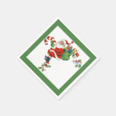 groenboek Jolly Retro Santa Riding Candy Cane Servet (Hoek)