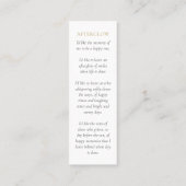 Groenboeket Herdenking Gedicht Foto Boekmerk Kaart Mini Visitekaartje (Achterkant)