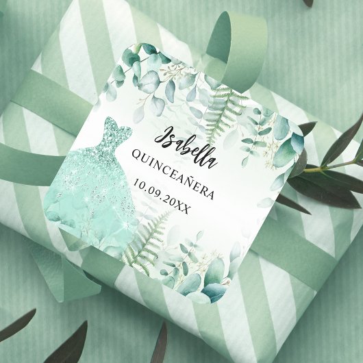 Groenbos van Quinceanera eucalyptus Vierkante Sticker