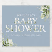 Groenbrief Stoffig Blauw Jongen Baby shower Sparkling Wijnetiket (Enkel label)