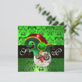 GROENDAMASK, JEWEL OWL MET ELF-PET MONOGRAM KAART (Staand voorkant)