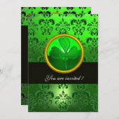 GROENDAMASK MET SHAMROCK, zwart Kaart (Voorkant / Achterkant)