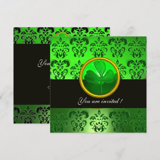 GROENDAMASK MET SHAMROCK, zwart Kaart (Voorkant / Achterkant)