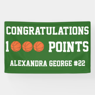 Groene 1000 Basketbalcarrière Punten Scorer Speler Spandoek