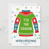 Groene 1 Foto Familie Lelijke Trui Tis het Seizoen Feestdagenkaart (Voorkant)