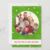 Groene 1 Foto Familie Lelijke Trui Tis het Seizoen Feestdagenkaart (Achterkant)