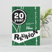 Groene 20-jarige uitnodiging voor reünie (Staand voorkant)