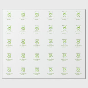 groene 20e verjaardag boog waterverf naam vet retr cadeaupapier