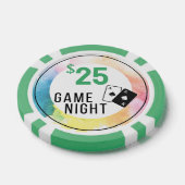 Groene $25 Waterverf Spel Nacht Poker Chip (Enkel)