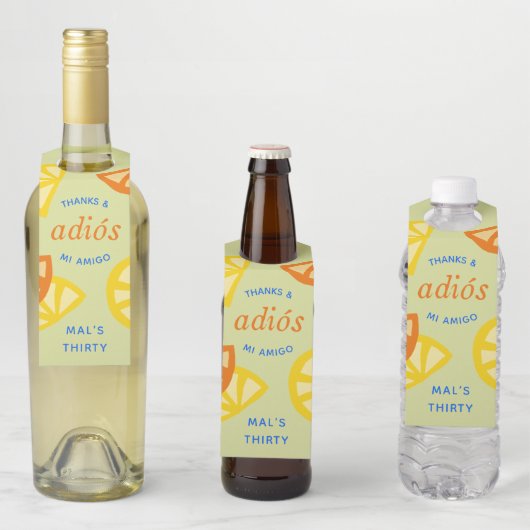 Groene 30e Verjaardag Mexicaanse Adios 20s Favor Flessenhanger (In situ)