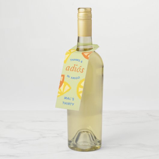 Groene 30e Verjaardag Mexicaanse Adios 20s Favor Flessenhanger (Schuin)