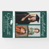 Groene 3 Foto Collage Afstuderen Gefeliciteerd Afg Spandoek (Horizontaal)