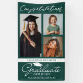 Groene 3 Foto Collage Afstuderen Gefeliciteerd Afg Spandoek (Verticaal)