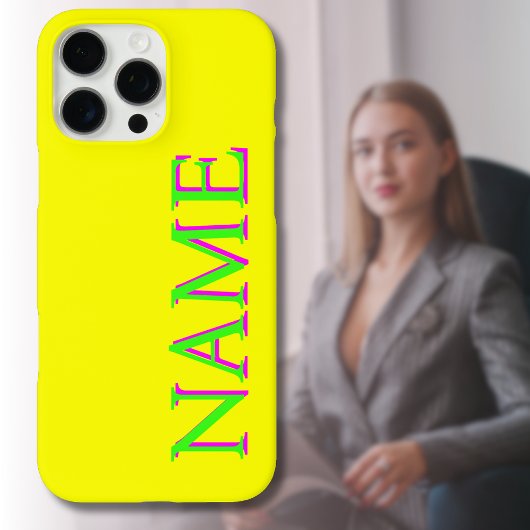 Groene 3D Magenta Moderne Naam | Trendy Cool Yello Case-Mate iPhone Case