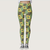 Groene 3d vierkanten leggings (Voorkant)