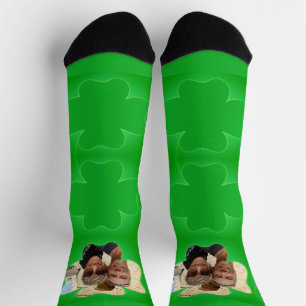 Groene 4 bladige klaver + foto sokken