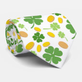 Groene 4-bladige klavers St. Patrick's Day munten Stropdas (Opgerold)