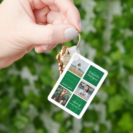Groene 4-Foto Fun Boxes Klas Jaar Sleutelhanger (Hand)