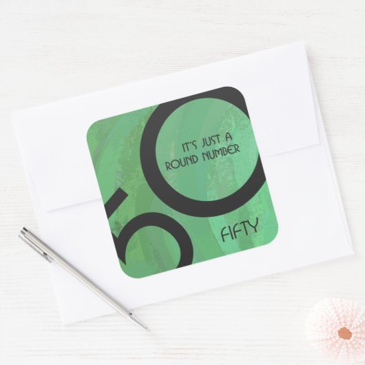 Groene 50 decennium vierkante sticker (Envelop)