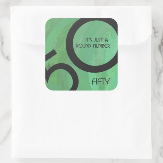 Groene 50 decennium vierkante sticker (Tas)