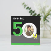 Groene 50e Big 5-Oh! Fotosjabloon Birthday Party Kaart (Staand voorkant)