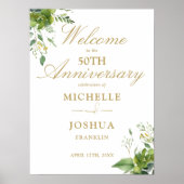 Groene 50e trouwdag welkomstbord poster (Voorkant)