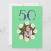 Groene 50ste verjaardag Eenvoudige Paarse Zonneblo Kaart (Achterkant)