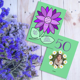 Groene 50ste verjaardag Eenvoudige Paarse Zonneblo Kaart